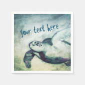 Flying Green Sea Turtle | Custom Paper Napkin Serviette (Vorderseite)