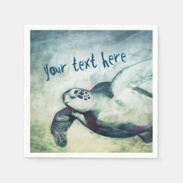Flying Green Sea Turtle | Custom Paper Napkin Serviette