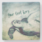 Flying Green Sea Turtle | Custom Stone Untersetzer (Vorderseite)