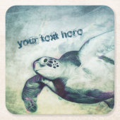 Flying Green Sea Turtle | Untersetzer aus Papier (Vorderseite)