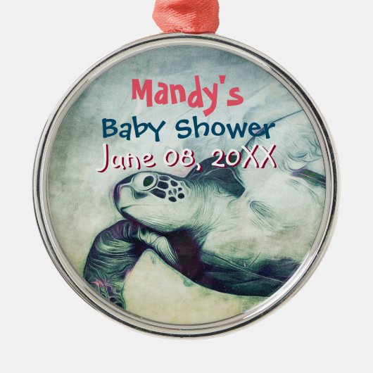 Flying Green Sea Turtles | Baby Shower Ornament (Vorne)