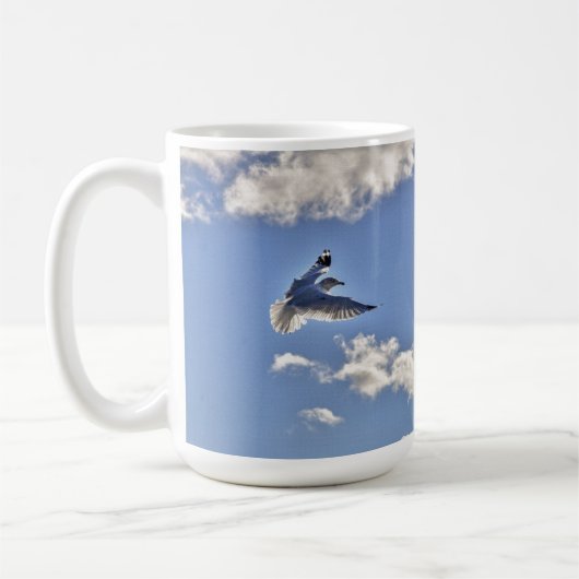 Flying Gull & Clouds Wildlife Birdlover Geschenk Kaffeetasse (Links)