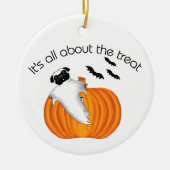 Flying Halloween Mops Ghost Funny Sprichwort Pumpk Keramikornament (Vorne)