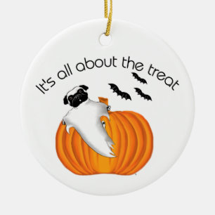 Flying Halloween Mops Ghost Funny Sprichwort Pumpk Keramikornament