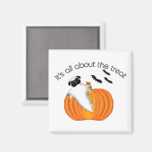 Flying Halloween Mops Ghost Funny Sprichwort Pumpk Magnet (Vorderseite/Rückseite)