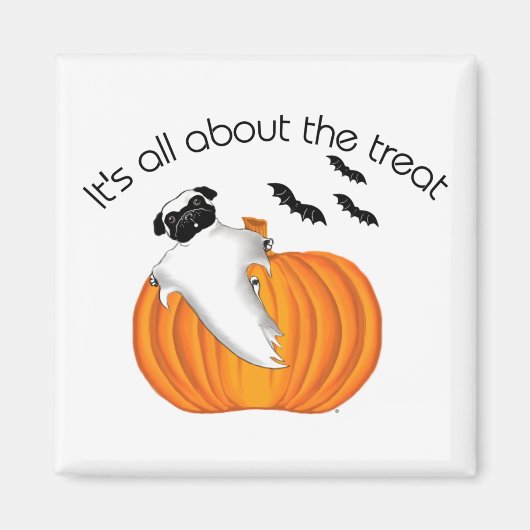 Flying Halloween Mops Ghost Funny Sprichwort Pumpk Magnet (Vorne)
