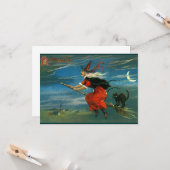 Flying Halloween Witch with Cat Karte (Vorderseite/Rückseite Beispiel)