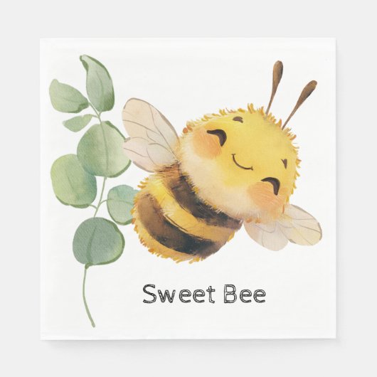 Flying Happy Bee Napkins Serviette (Vorderseite)