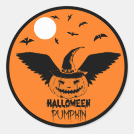 Flying Hat Pumpkin-Sticker Runder Aufkleber