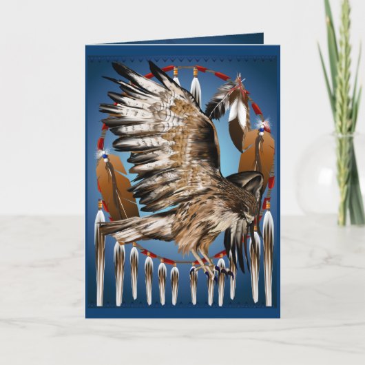Flying Hawk Dreamcatcher Card Karte (Vorderseite)