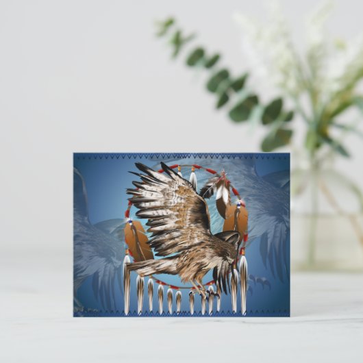 Flying Hawk Dreamcatcher Postkarte (Stehend Vorderseite)