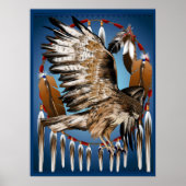Flying Hawk Dreamcatcher Print Poster (Vorne)
