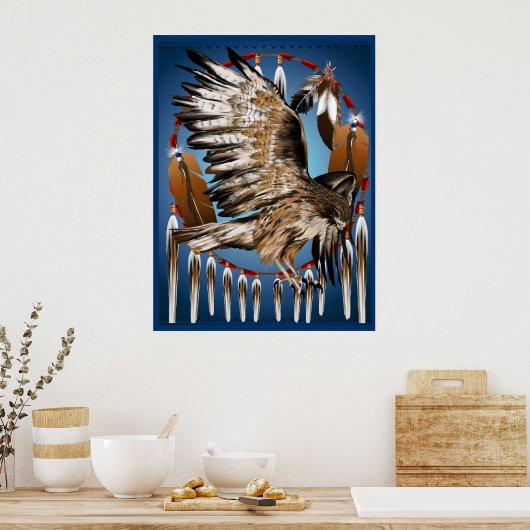 Flying Hawk Dreamcatcher Print Poster (Küche)