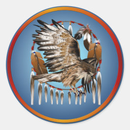 Flying Hawk Dreamcatcher-Sticker Runder Aufkleber
