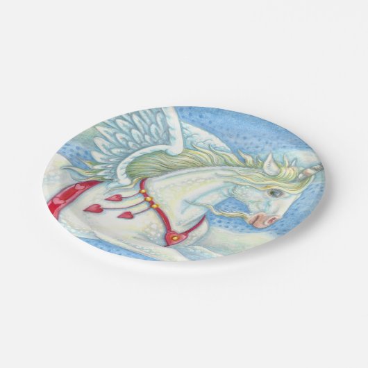 FLYING HEARS WHITE UNICORN, FANTASY PEGASUS PAPPTELLER (Schrägansicht)