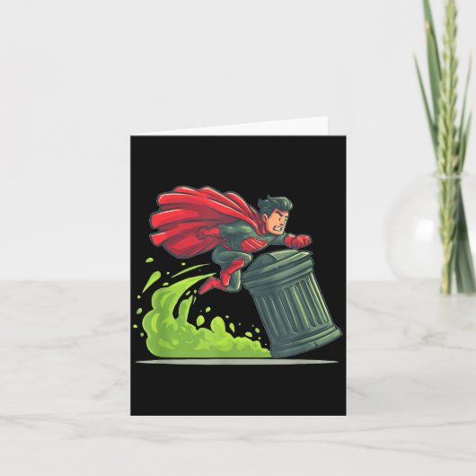 Flying Hero With Trash Can Costume For Take Out Th Karte (Vorderseite)