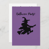 Flying Hexe auf Lila Einladung (Vorne/Hinten)