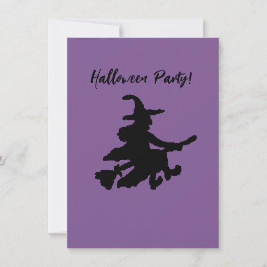 Flying Hexe auf Lila Einladung (Vorderseite)