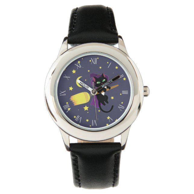Flying Hexe Cat Armbanduhr (Vorderseite)