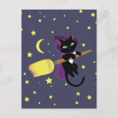 Flying Hexe Cat Postkarte (Vorderseite)