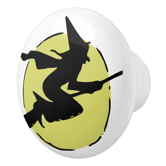 Flying Hexe, die auf einem Zimmer reitet, Full Moo Keramikknauf (Rechts)