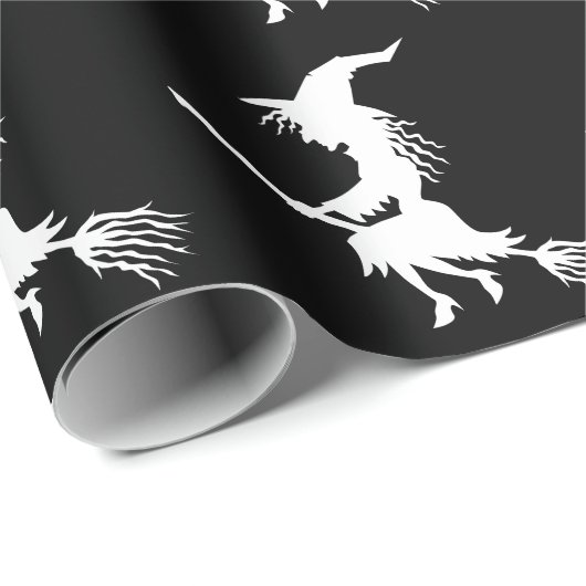 Flying Hexe Halloween Black Geschenkpapier (Rolleneckpunkt)
