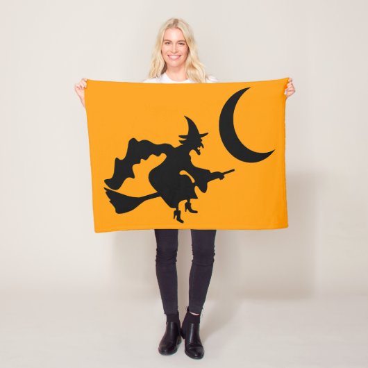 Flying Hexe Halloween-Silhouette Fleecedecke (Beispiel)