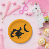Flying Hexe Halloween-Silhouette Pappteller (Party)
