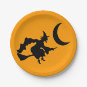 Flying Hexe Halloween-Silhouette Pappteller (Vorderseite)