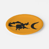 Flying Hexe Halloween-Silhouette Pappteller (Schrägansicht)