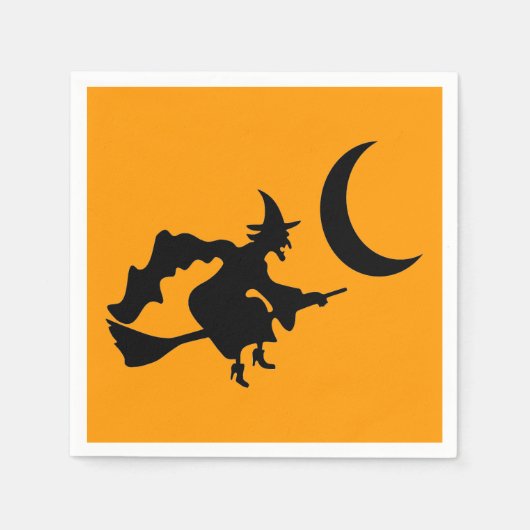 Flying Hexe Halloween-Silhouette Serviette (Vorderseite)
