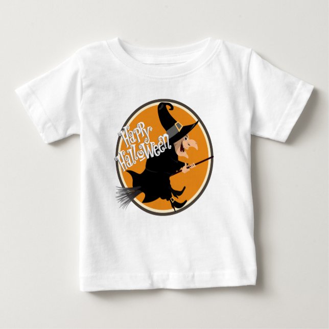 Flying Hexe Happy Halloween Baby T-shirt (Vorderseite)