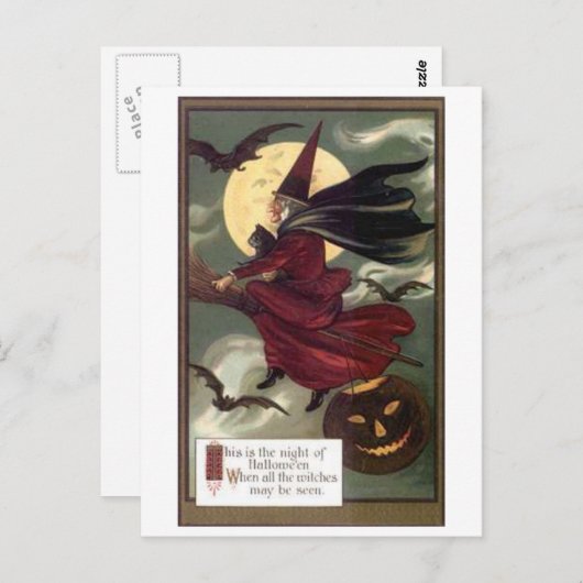 Flying Hexe Postkarte (Vorne/Hinten)