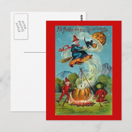 Flying Hexe Postkarte (Vorne/Hinten)