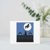 Flying Hexe, Pumpkins, Cat Contemporary Postkarte (Stehend Vorderseite)