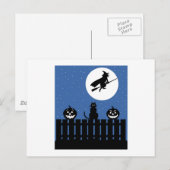Flying Hexe, Pumpkins, Cat Contemporary Postkarte (Vorne/Hinten)