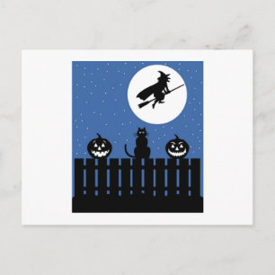 Flying Hexe, Pumpkins, Cat Contemporary Postkarte