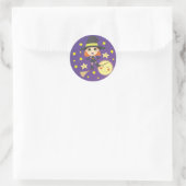 Flying Hexe Runder Aufkleber (Tasche)