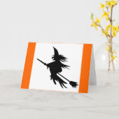 Flying Hexe Shadow | Vintage Halloween-Klassik Karte (Gelbe Blume)