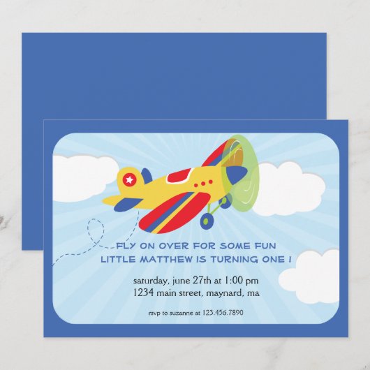 Flying High Birthday Einladung (Vorne/Hinten)