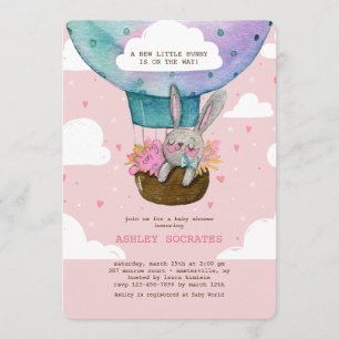 Flying High-Bunny-Baby-Dusche Einladung