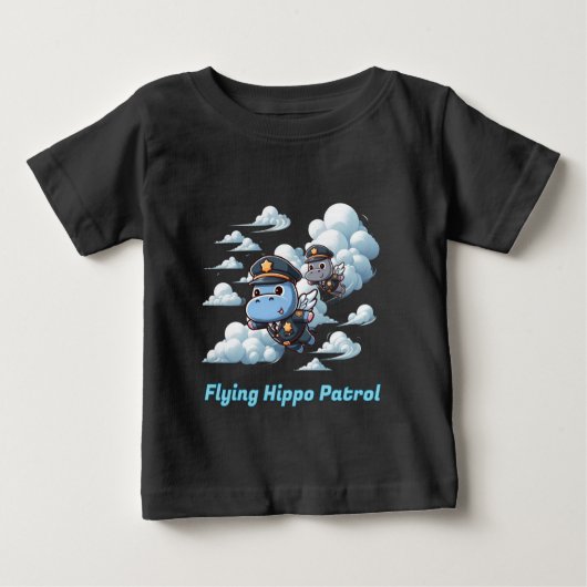 "Flying Hippo Patrol" Baby T-shirt (Vorderseite)