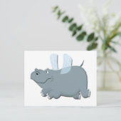 Flying Hippo Postkarte (Stehend Vorderseite)