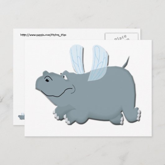 Flying Hippo Postkarte (Vorne/Hinten)