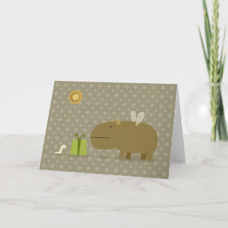 Flying Hippo und sein Freund Little Worm Karte