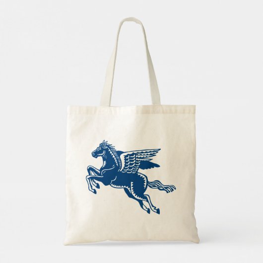 Flying Horse - Indigo Style Blau und Weiß Tragetasche (Rückseite)
