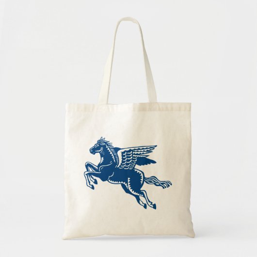 Flying Horse - Indigo Style Blau und Weiß Tragetasche (Vorne)