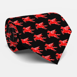 Flying Horse - Red and White on Black Krawatte