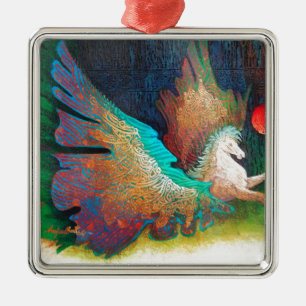 Flying Horse Silbernes Ornament