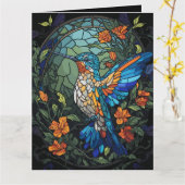 Flying Humming Bird farbenfroh gesteinigtes Glas Karte (Gelbe Blume)